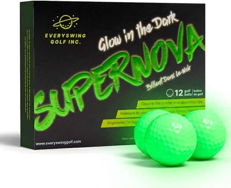 EVERYSWING GOLF Supernova Glow Golf Balls – Rechargeable by UV Flashlight for Night Play, Perfect for Night Golf and Dusk Rounds & Bright, Lasting Glow - Image 1